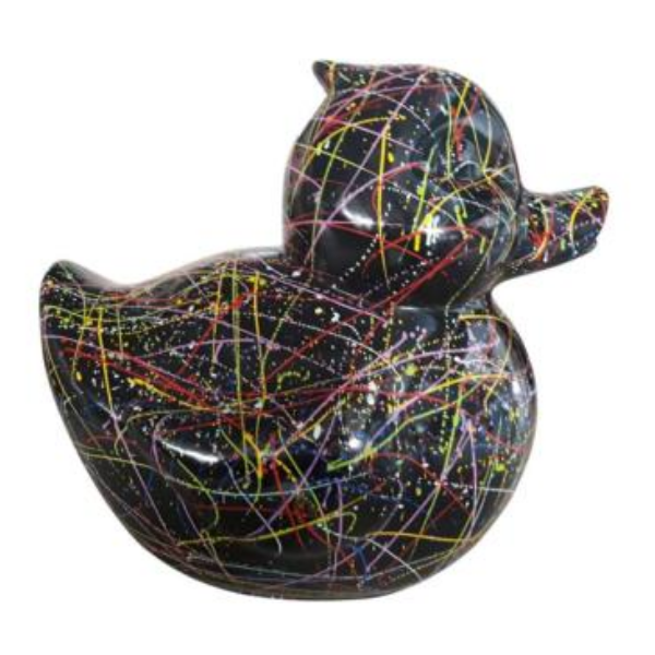 Resine Sculpture Canard 45CM Graffiti Noir AELIANE - S&C
