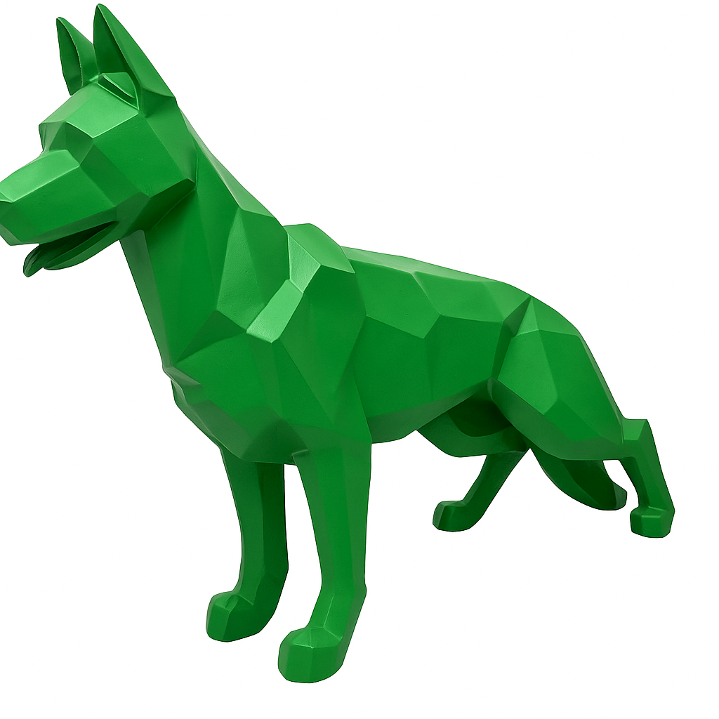 Resine Sculpture Chien Berger Allemand 120CM Vert RUALIS - S&C