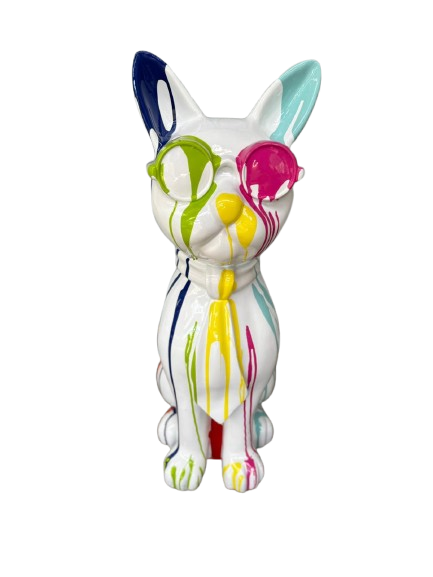 Resine Sculpture Chat 60CM Multi Coulure Blanc QUAVY - S&C