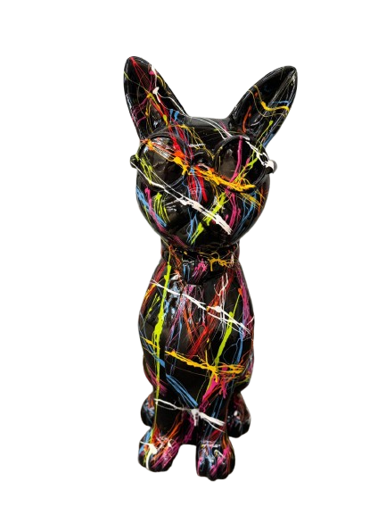 Resine Sculpture Chat 60CM Graffiti Noir BUBUL - S&C
