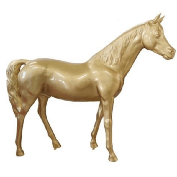 Resine Sculpture Cheval 210cm Doré ALDRIN - S&C