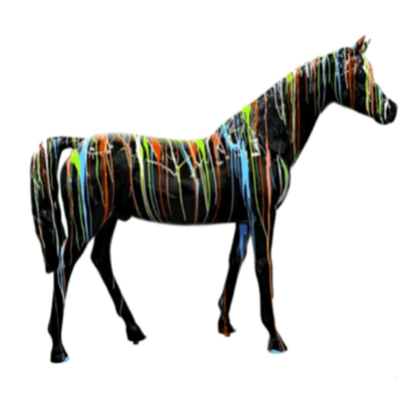 Statue Cheval Animaux Resine - 210cm - Multi Coulure Noir - ANIMAUX-RESINE
