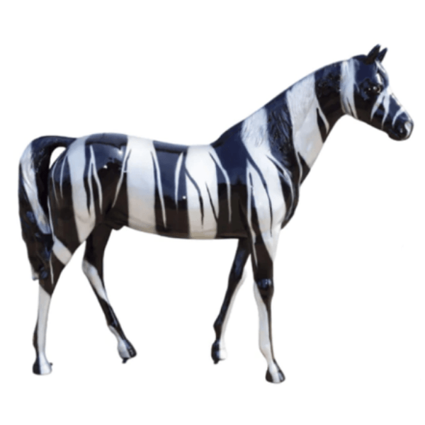 Resine Sculpture Cheval 210CM Zébrage Noir TAVO - S&C