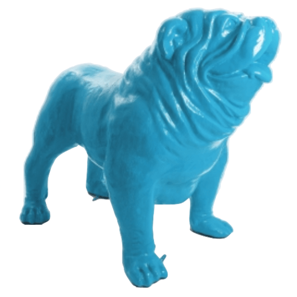 Statue Chien Bouledogue Anglais Animaux Resine - 160cm - Bleu Ciel - ANIMAUX-RESINE.FR
