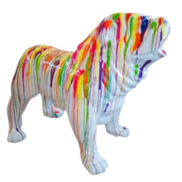 Statue Chien Bouledogue Anglais Animaux Resine - 160cm - Multi Coulure Blanc - ANIMAUX-RESINE.FR
