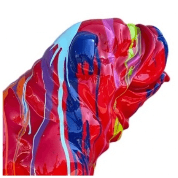 Statue Chien Bouledogue Anglais Animaux Resine - 160cm - Multi Coulure Rouge - ANIMAUX-RESINE.FR