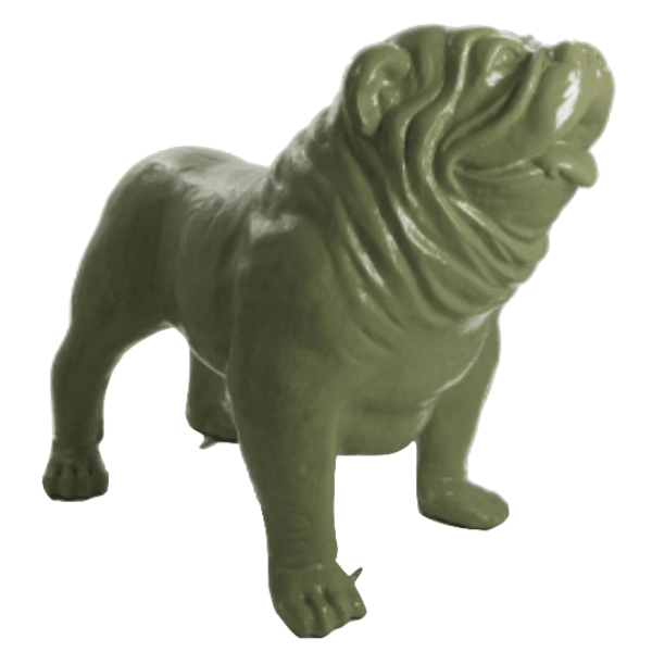 Statue Chien Bouledogue Anglais Animaux Resine - 160cm - Vert Kaki - ANIMAUX-RESINE.FR
