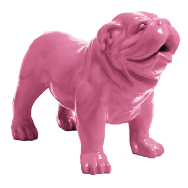 Statue Chien Bouledogue Anglais Animaux Resine - 30cm - Rose Clair - ANIMAUX-RESINE.FR