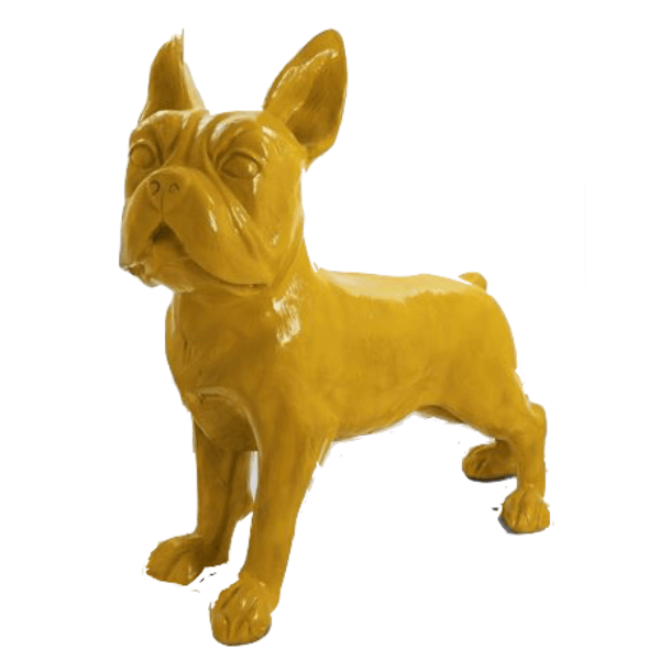 Statue Chien Bouledogue Francais Animaux Resine - 180cm - Jaune - ANIMAUX-RESINE.FR