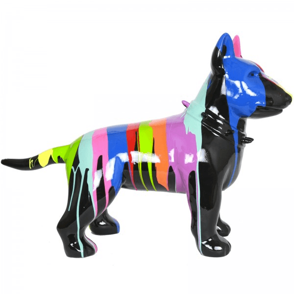 Statue Chien Bull Terrier Animaux Resine - 60cm - Multi Coulure Noir - ANIMAUX-RESINE.FR