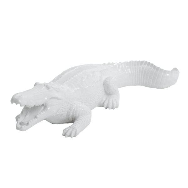 Resine Sculpture Crocodile 40 CM Blanc GILMAR - S&C