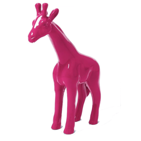 Resine Sculpture Girafe 50cm Rose Fushia JOVAN - S&C