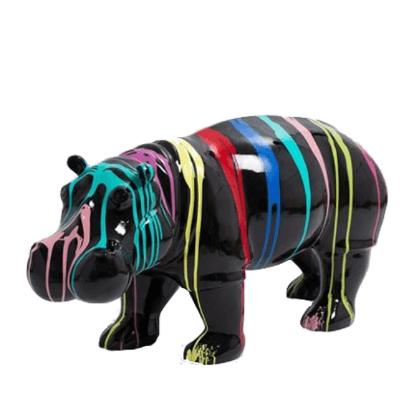 Resine Sculpture Hippopotame 95CM Multi Coulure Noir ORLANDE - S&C