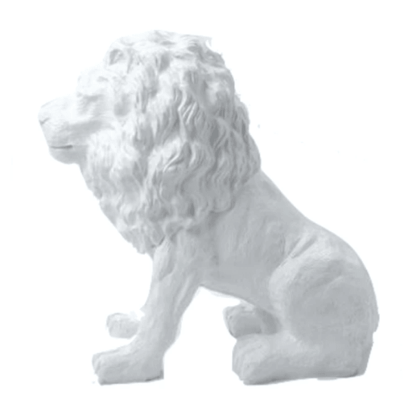 Statue Lion Animaux Resine - 65cm - Blanc - ANIMAUX-RESINE