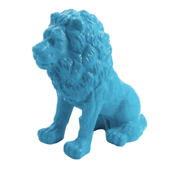 Resine Sculpture Lion 65CM Bleu Ciel ELDOR - S&C