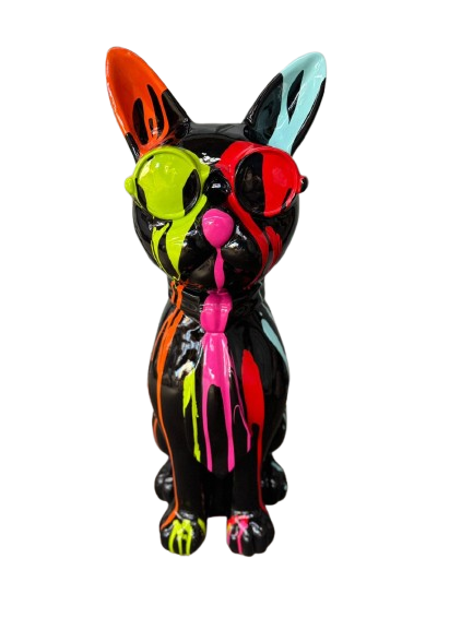 Resine Sculpture Chat 80CM Multi Coulure Noir BARIA - S&C