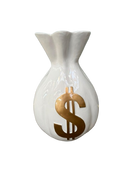 Resine Sculpture Sac Dollars Blanc Or 40cm - S&C