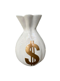 Resine Sculpture Sac Dollars Blanc Or 40cm - S&C