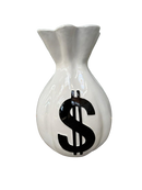 Resine Sculpture Sac Dollars Blanc 40cm - S&C