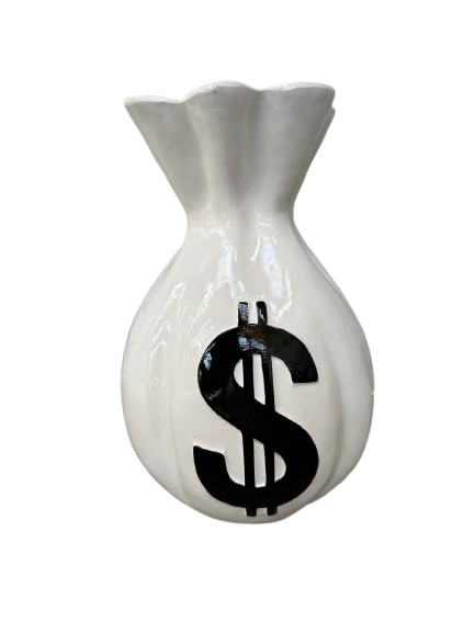 Resine Sculpture Sac Dollars Blanc 40cm - S&C