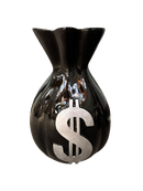 Resine Sculpture Sac Dollars Noir Argent 40cm - S&C