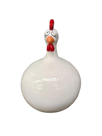 Resine Sculpture Poule Blanc 40cm ULTYOL - S&C