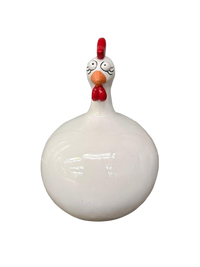 Resine Sculpture Poule Blanc 60cm POMPON - S&C