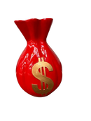 Resine Sculpture Sac Dollars Rouge Or 40cm - S&C