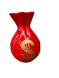 Resine Sculpture Sac Dollars Rouge Or 40cm - S&C