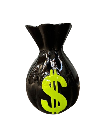 Resine Sculpture Sac Dollars Vert 40cm - S&C