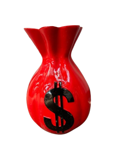 Resine Sculpture Sac Dollars Rouge 40cm - S&C