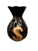 Resine Sculpture Sac Dollars Noir Or 40cm - S&C