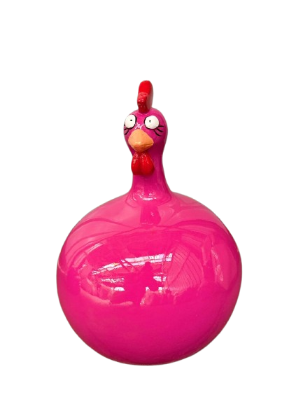 Resine Sculpture Poule Rose 40cm ERMIONE - S&C