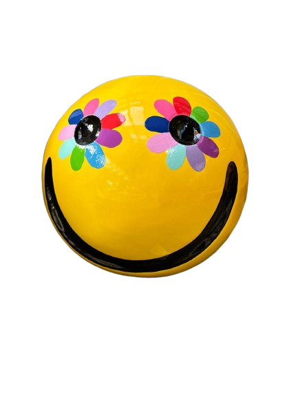 Resine Sculpture Smiley Fleurs  50cm - S&C