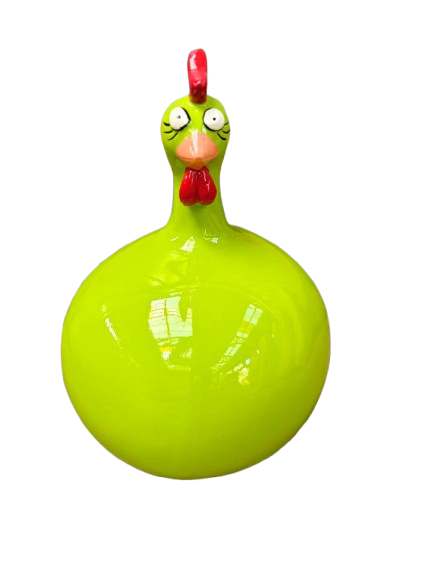Resine Sculpture Poule Vert 60cm POMPON - S&C