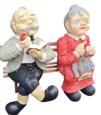 Resine Sculpture Vieux Couple 70cm- S&C