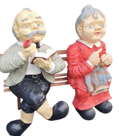 Resine Sculpture Vieux Couple 70cm- S&C