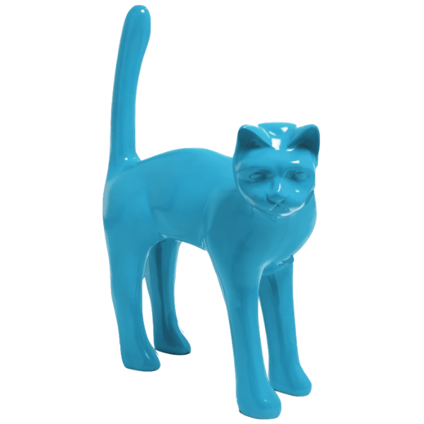 Resine Sculpture Chat 105CM Bleu Ciel AURELIO - S&C