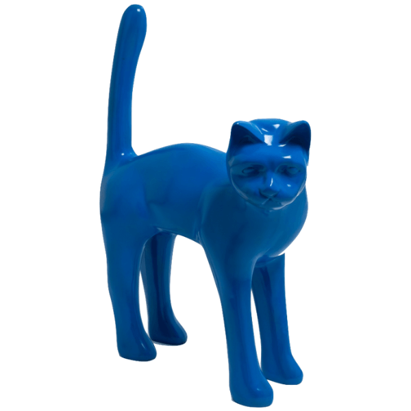 Resine Sculpture Chat 105CM Bleu Nuit AELIANE - S&C