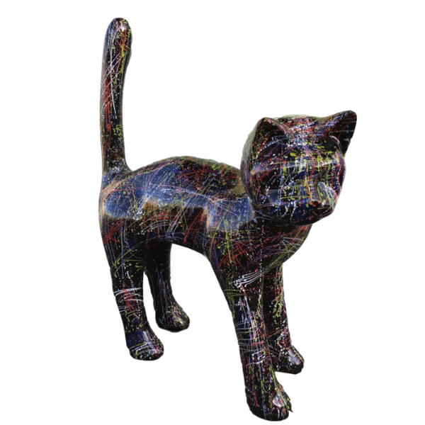 Resine Sculpture Chat 105CM Graffiti Noir MIVEL - S&C