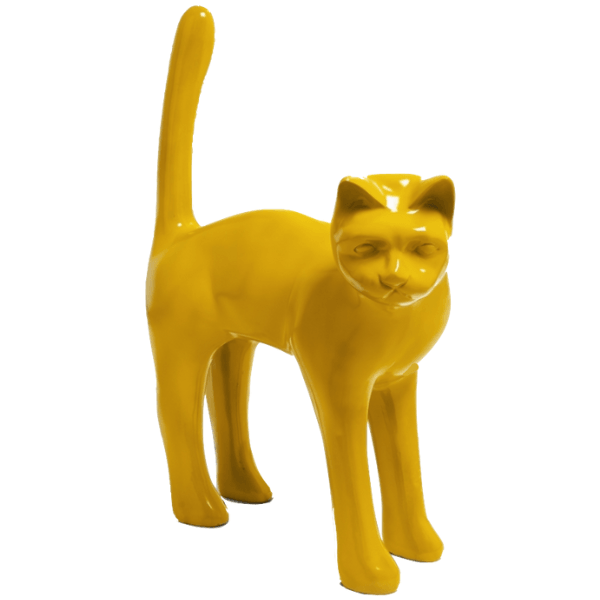 Resine Sculpture Chat 105CM Jaune LORIAN - S&C