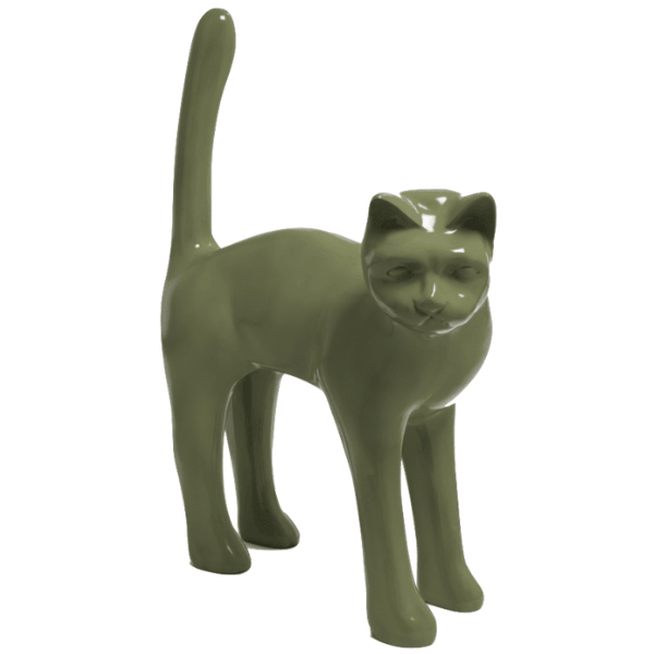 Resine Sculpture Chat 105CM Vert Kaki LORAN - S&C