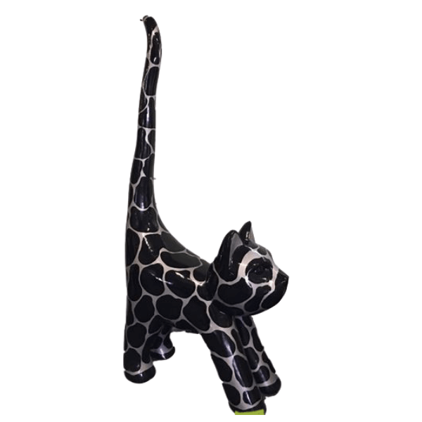 Resine Sculpture Chat 205CM Ecaille Argentée LYSANDRE - S&C