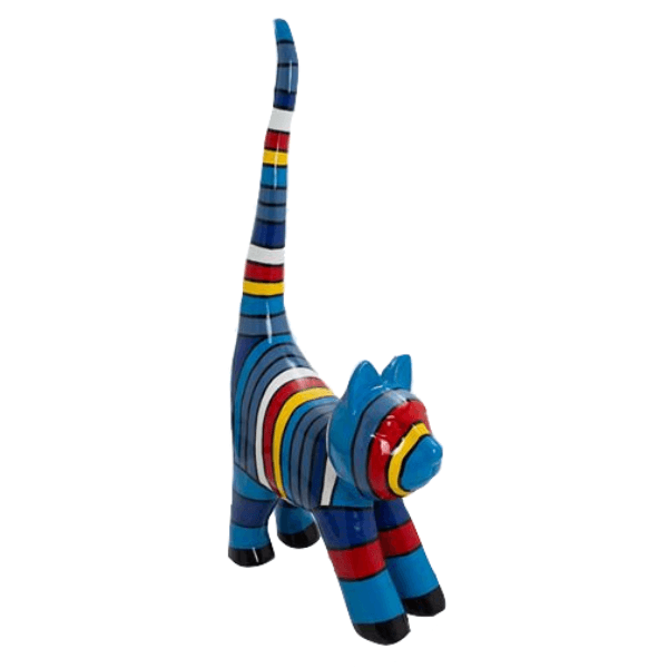 Resine Sculpture Chat 205cm Noir Et Or LUZEL - S&C