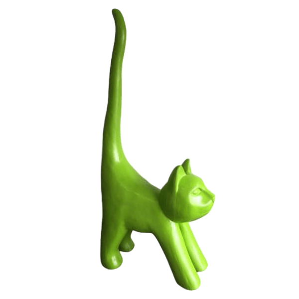 Resine Sculpture Chat 205 CM Vert Pomme LUZAN - S&C