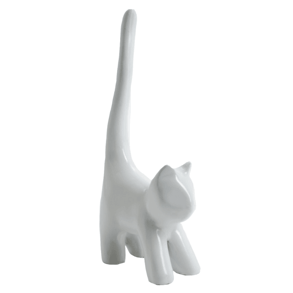 Resine Sculpture Chat 30 CM Blanc MATIS - S&C