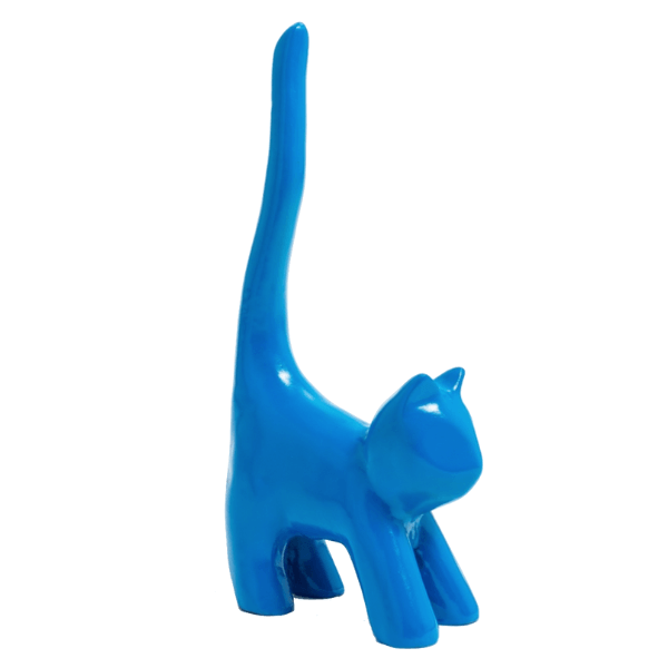 Resine Sculpture Chat 30CM Bleu JORLIS - S&C