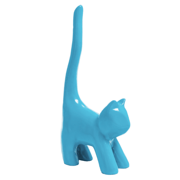 Resine Sculpture Chat 30CM Bleu Ciel ZYLO - S&C