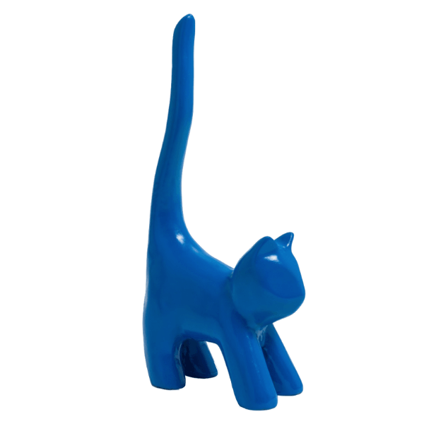Resine Sculpture Chat 30CM Bleu Nuit LIOV - S&C