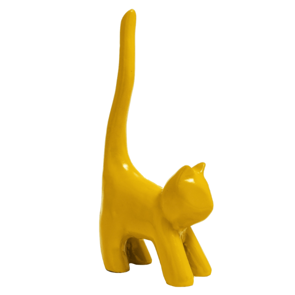 Resine Sculpture Chat 30CM Jaune DORIAN - S&C